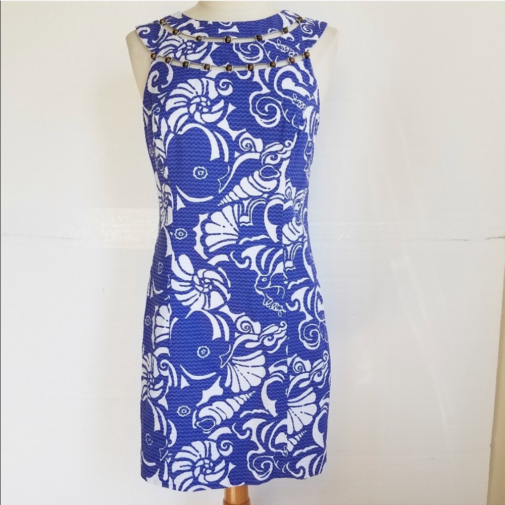 Lilly Pulitzer Lindy Shift Dress Blue Tide Pools